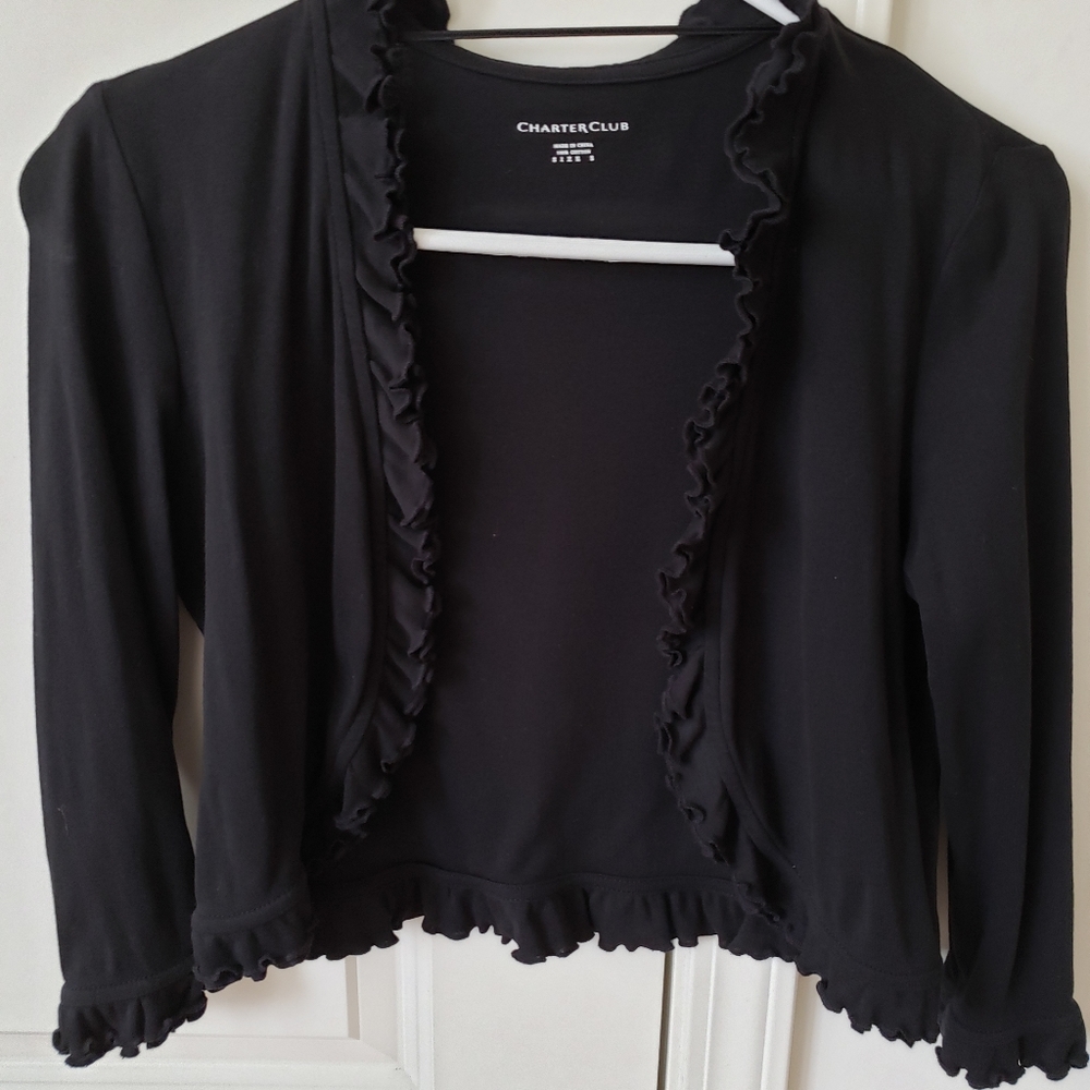 ❤️ Charter Club Black Cardigan Shrug Size Small or Youth Junior Girls 14…